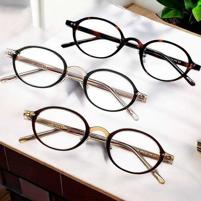 [당일발송] 페이스오프 코받침 있는 작은 뿔테 안경 긱시크 타원형 남자 여자 남성 여성 가벼운 투명 안경테