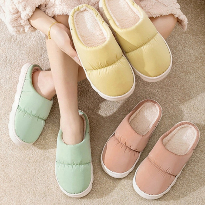보온실내화 털실내화 패딩 슬리퍼 푹신 발편한 방한 사무실 거실, 1개, ps 그린 38-39호