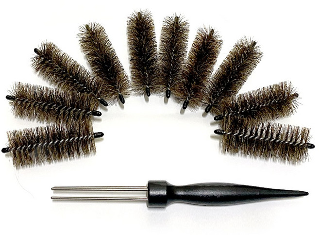 TRUSTY 천연 돈모 헤어롤 머리카락 손상이 적은 천연 돈모 제품 헤어컬 구르프 헤어 웨이브 헤어 볼륨 브러시 셀프 스타일링, 헤어롤 1SET(헤어롤10개+손잡이1개), 1개