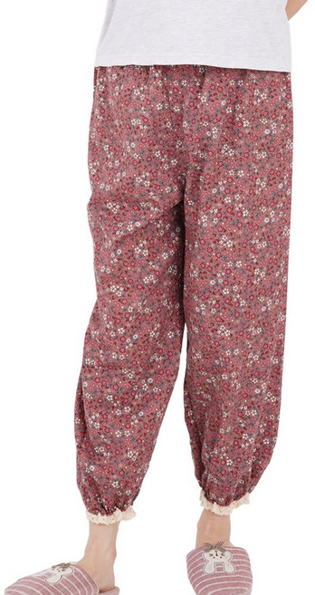 캐리루시 국산 여성 고급 순면 개버딘 플라워 9부 홈웨어 파자마