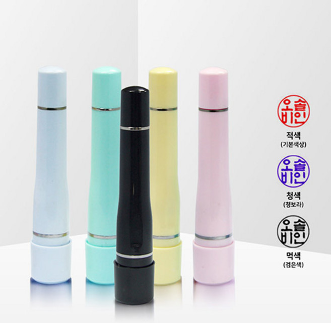 그린피앤에스 만년 결재 도장 선생님 교사 고급 양면 결재인 5-10mm, 민트색, 4자중앙형, 해서체