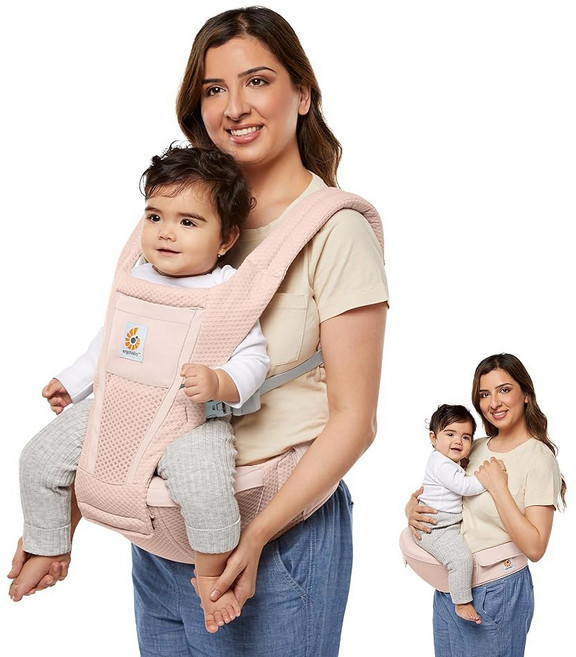 에르고베이비 알타 2-in-1 힙시트 및 - 4-48개월용 올 포지션 메시 (12 lbs 45 lbs), Pink Quartz, Alta Hip Seat, Pink Quartz