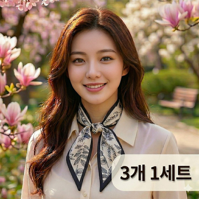 소소한일상상회 여성 고급 스키니 실크 스카프 3종1세트