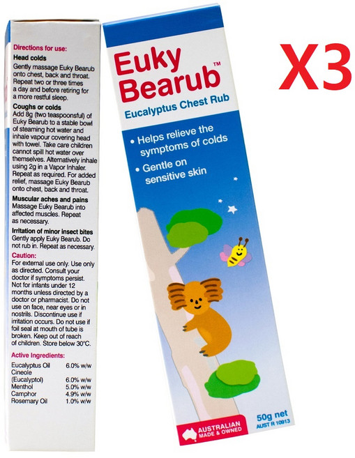 호주 유키 베어럽 100% 유칼립투스 바르는 크림 50g-3개, 50g, 3개