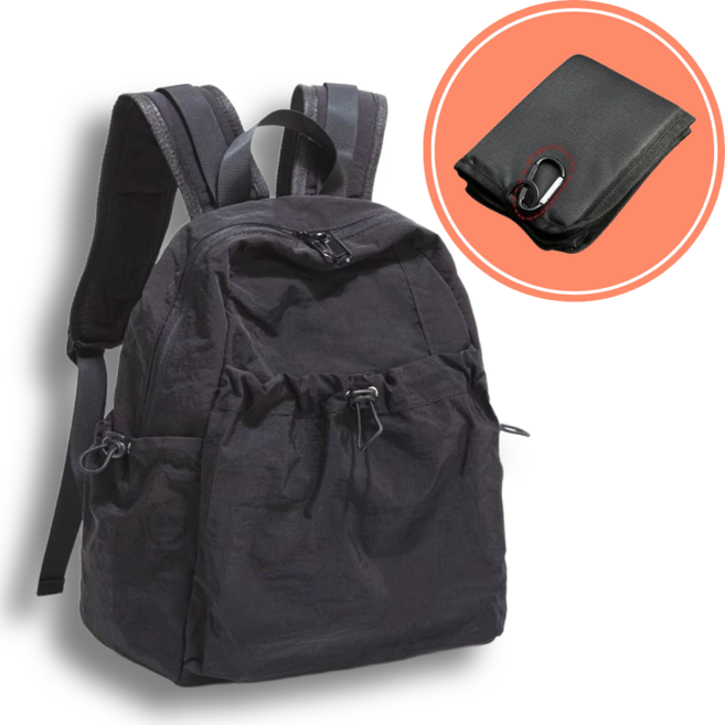 인생소품 남녀공용 미니 등산가방 도심 등산객 아웃도어 나일론백팩, 블랙 (BLACK)