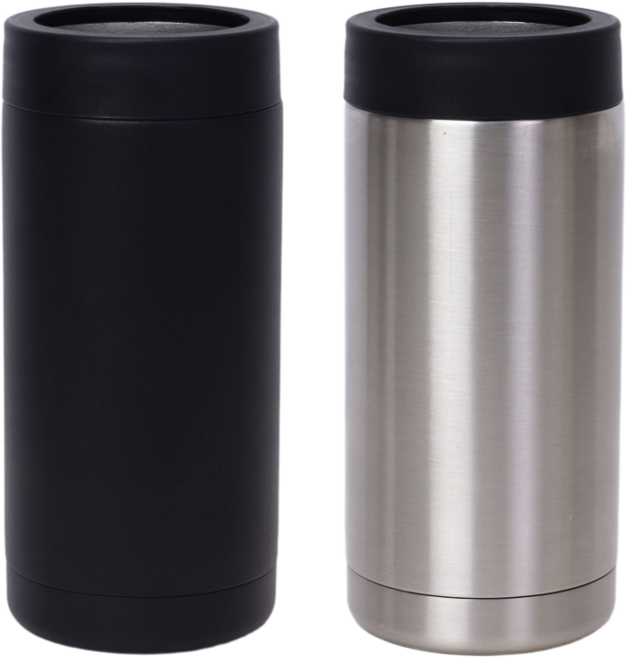 혼술반려 보온 보냉 스테인리스 캔쿨러 캔홀더 맥주캔 아이싱 보냉컵, 1세트, 500ml 실버+500ml 블랙