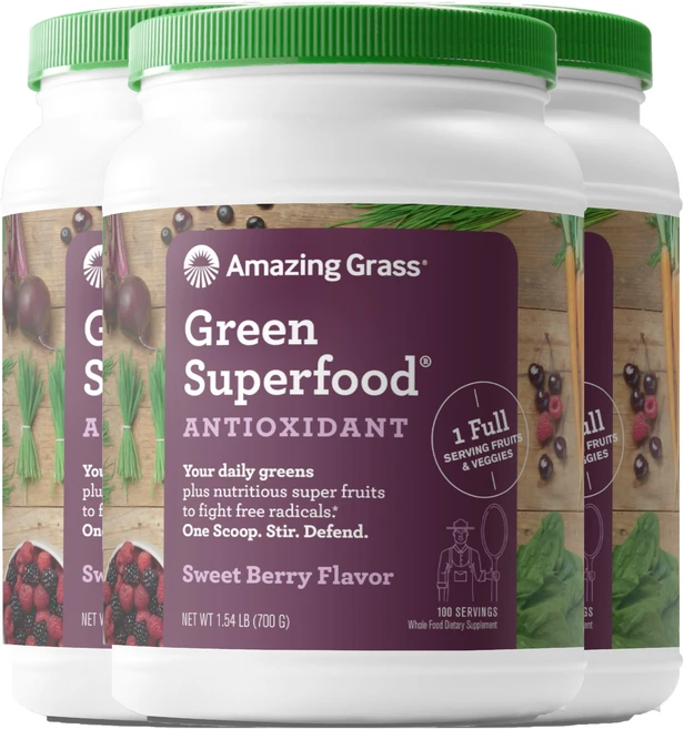 Amazing Grass 그린 수퍼푸드 드링크 파우더 아사이베리, 3개, 700g - 쿠팡