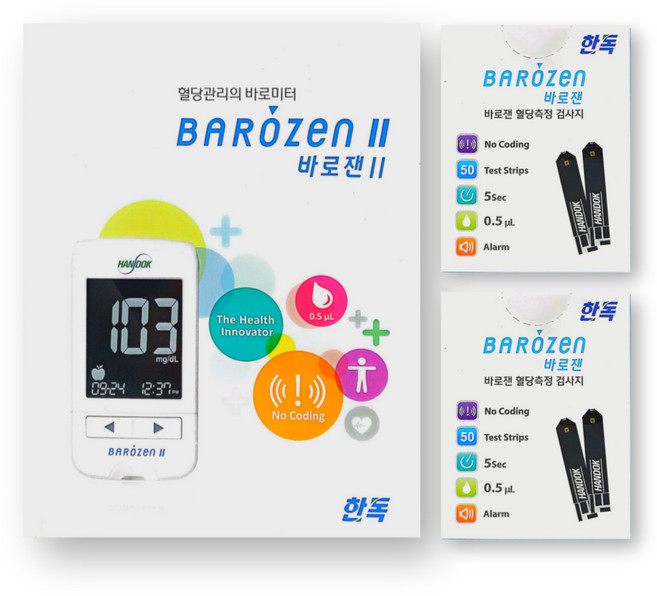 바로잰 개인용 혈당 측정기 + 개인용 혈당 검사지 100매 세트, GM01IAC, 1개