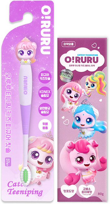 프린세스 캐치티니핑 오루루 피규어칫솔 + 고불소 치약, 1세트