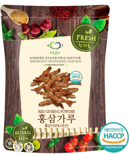 푸른들판 6년근 홍삼 분말 가루100프로 HACCP 인증 국산 건삼 뿌리 차 파우더, 50g, 1개