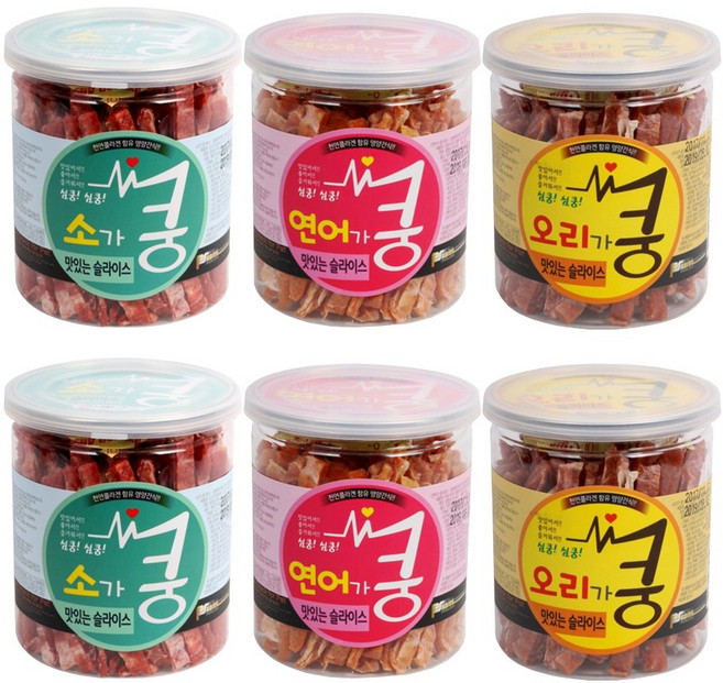 브리더랩 강아지 큐브 슬라이스 쿵간식 수제간식, 6개, 200g, 소+연어+오리 슬라이스