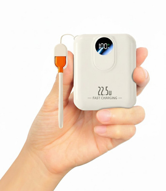 YOBON PD 22.5W QC3.0 고속충전 미니 보조배터리 10000mAh LCD 잔량표시 포켓 휴대용, 흰색, Z1