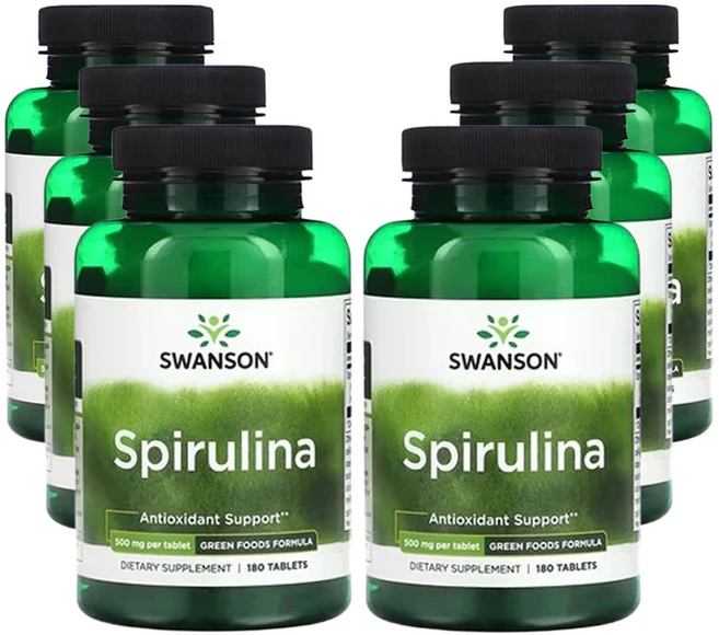 스완슨 유기농 인증 스피루리나 500mg, 6개, 180정 - 쿠팡
