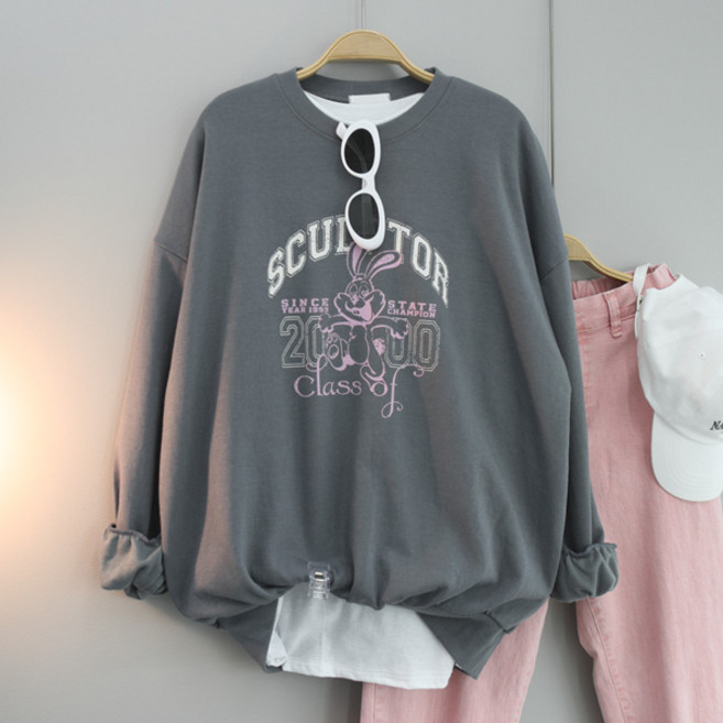 달콩 여성 빅사이즈 봄신상 클래스래빗오버핏맨투맨