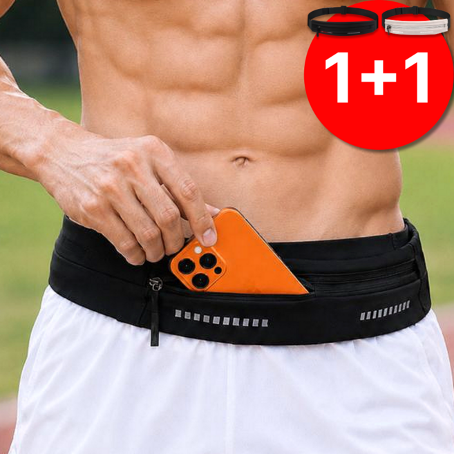 펠코스 러닝 벨트 런닝 힙색, 2개, 블랙+그레이