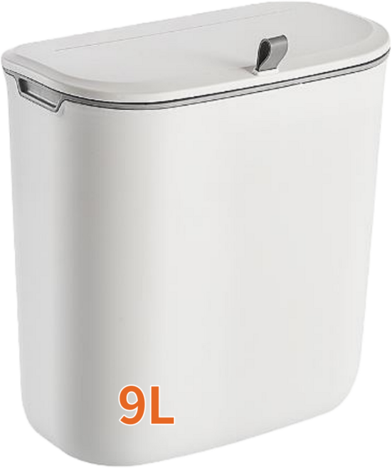 탈부착이되는 슬라이드뚜껑형 주방싱크대 벽걸이쓰레기통 욕실휴지통, 네추럴화이트, 1개