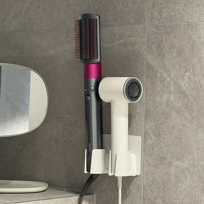 다이슨 에어랩 거치대 무타공 드라이기 고데기 호환 보관, 1개, 화이트