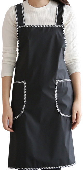 데코에버 주방 방수앞치마 H형 업소용 김장 앞치마, 1개, 블랙