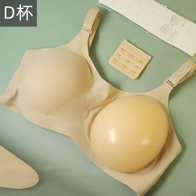 超軟硅膠假胸 小胸顯大聚攏仿真 2024春新款變裝, 1個, 【膚色】D罩杯加透明帶-6.1cm厚36/80(建議119-135斤)