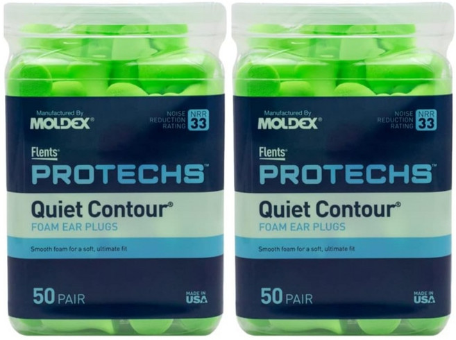 Moldex Flents Quiet Contour Foam Ear Plugs NRR33 미국 몰덱스 플렌츠 콰이어트 콘투어 폼 이어 플러그 차음 귀마개 50쌍 2팩, 2세트
