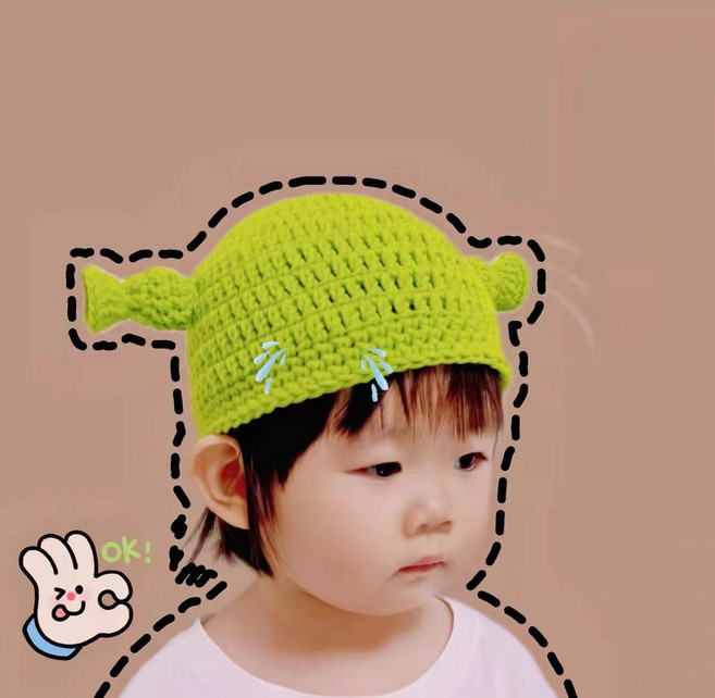 [블랙체리] 아기 가발모자 캐릭터 슈렉 모자 가발헤아밴드 백일 돌 촬영 소품