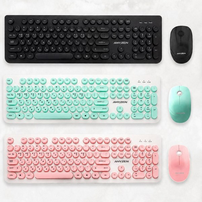 애니젠 키보드 마우스 세트 파스텔 블랙 민트 핑크, MK200핑크, 핑크,그린,블랙, MK200, 일반형