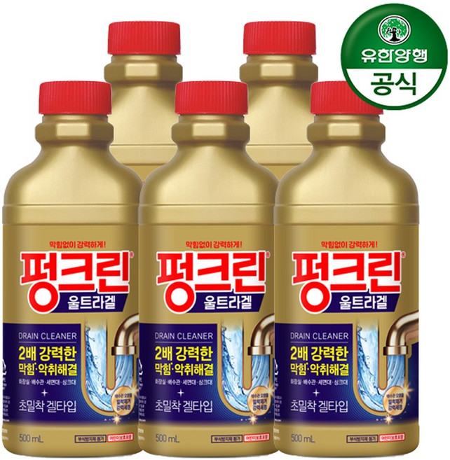 펑크린 울트라겔 배수관 세정제, 500ml, 5개