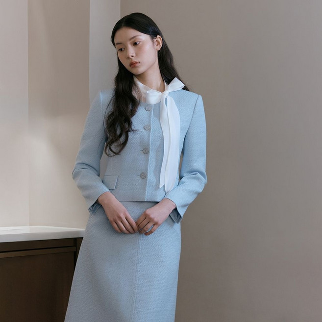 ] 잇미샤 26 SS 메탈 버튼 트위드 크롭 자켓 ITQ2ZJK510 ITQ2ZJK510-EBS