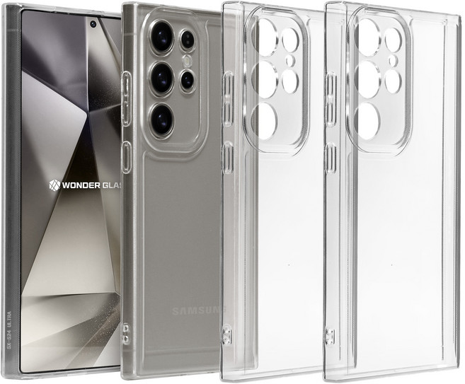 원더글라스 아이폰16/갤럭시 폴드6/플립6/S24 임팩트 퓨어 클리어 카메라 보호 풀커버 투명 케이스 4개입
