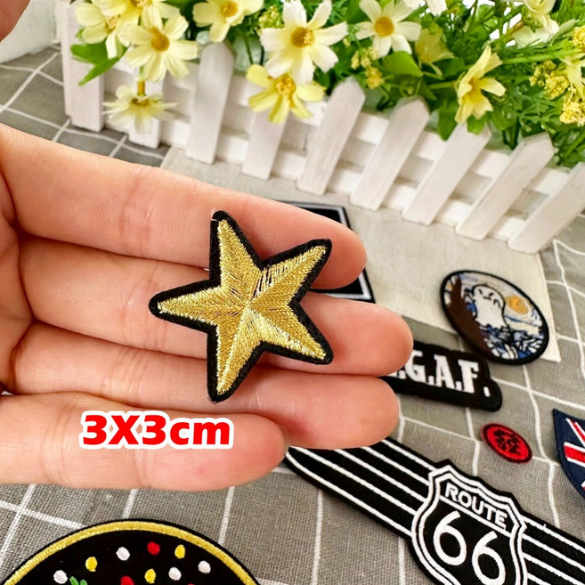 皮卡布 刺繡燙布貼, 1個, 小金星(2入）,熱熔膠款