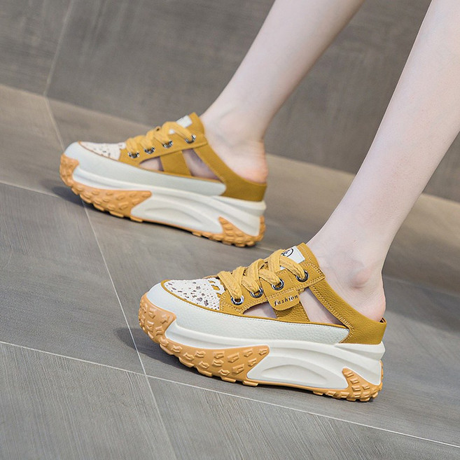 꽃소담 여성화 썸머 키높이 세미슬리퍼 7cm 키높이 뮬 단화 블로퍼 HZHF206