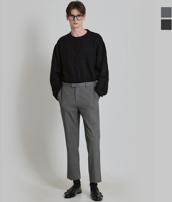 [더블유스탠다드(W STANDARD)] 기모 체크 테이퍼드 슬랙스