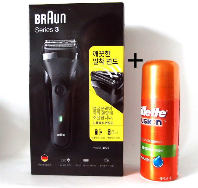 브라운 시리즈 3 전기면도기 블랙 +퓨전 쉐이빙젤 70g