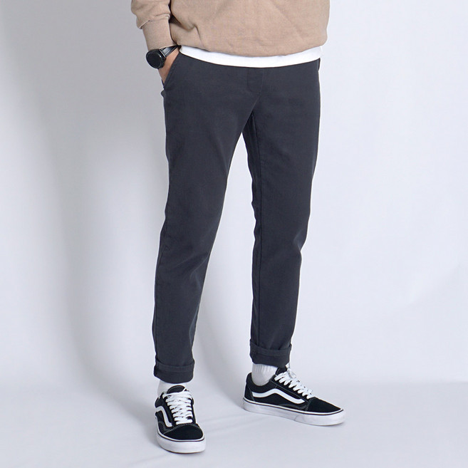 오씨엘 남자 기모바지 겨울 9부 밴딩 면 팬츠 스판 일자 빅사이즈 양기모워싱면밴딩