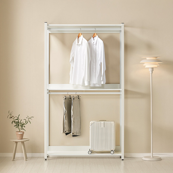 보루네오 아이든 시스템 행거 철제 드레스룸 단품 E0 보드 기사설치, 800 3단 서랍장, 화이트&화이트