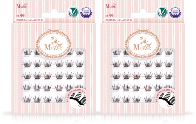 마담래쉬 비건 커브드 노글루 속눈썹, 2개, 페민