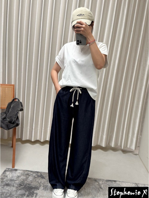 StephenieX 天絲直筒寬褲