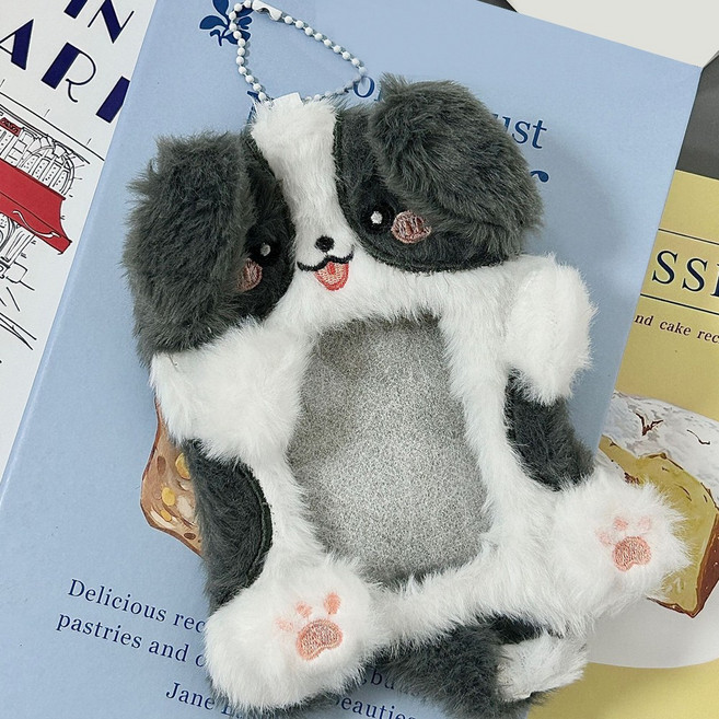 허니잼 복슬 털 인형 포카홀더 포토카드 홀더 포토 열쇠고리 탑로더 슬리브 키링 키홀더, 1개, 바둑멍