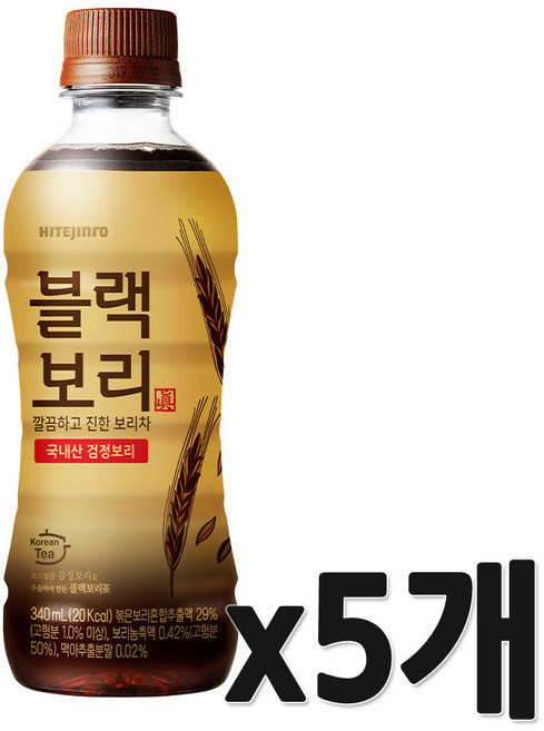 하이트진로 블랙보리 미니페트 340ml, 5개