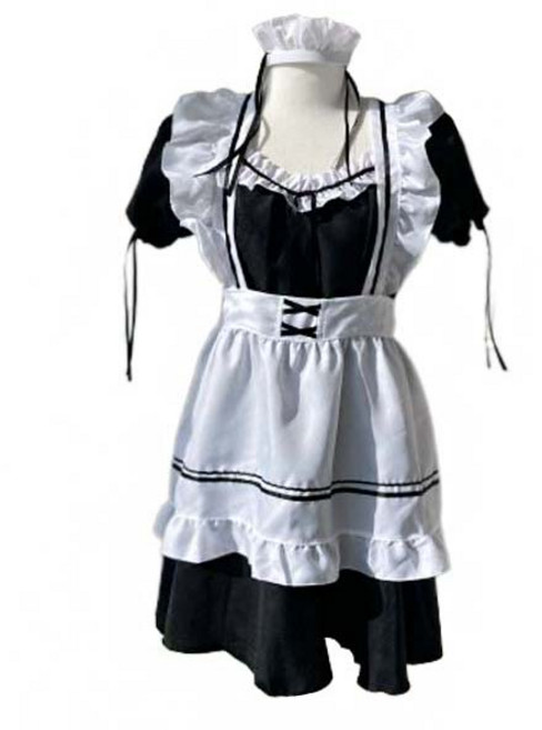 [풀문]파티용품 생일 코스프레 졸업사진 / 블랙엔 화이트 프릴 코스튬 메이드복