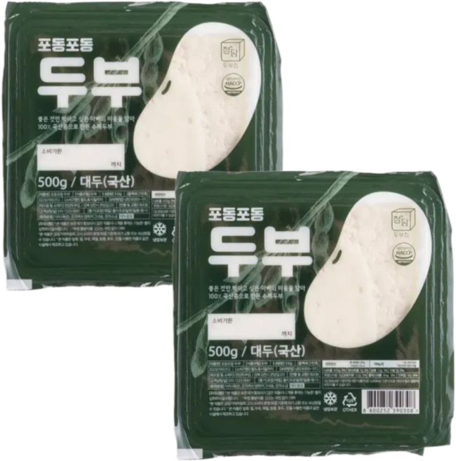 [정담두부집] HACCP 100%국산콩 수제두부, 500g, 2개, 두부