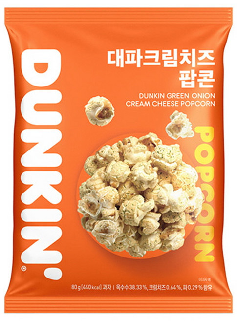던킨 대파크림치즈 팝콘, 80g, 12개