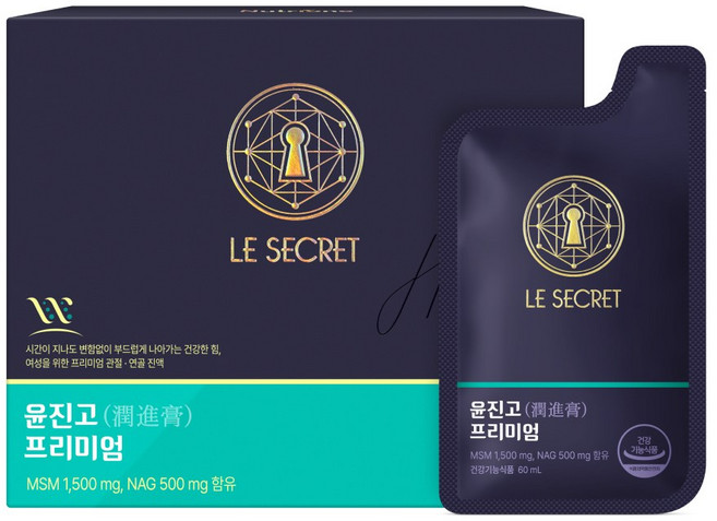 [무료배송/오늘출발] 뉴트리원 르시크릿 윤진고 프리미엄 관절연골진액 msm 1500 상어연골분말 보스웰리아추출물 쇼핑백 세트구성, 1개, 14회분