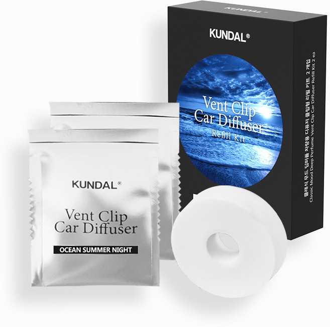 쿤달 클래식 무드 딥퍼퓸 차량용 방향제 클립형 리필키트 오션썸머나잇 2개입
