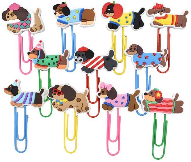 컬러풀 댕댕이 디자인 클립 북마크 간편 고정 11개입, 1세트, 캐릭터 댕댕이