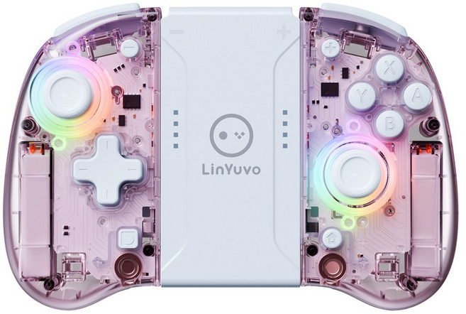 LI UVO 조이콘 무선 컨트롤러 프로그래밍 가능 제어 이중 진동 스위치 OLED KS37B, Transpa nt Pink, 1개