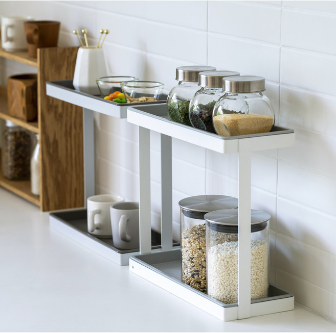 에뉴리빙 주방 양념통선반 정리대 수납선반 싱크대선반 다용도 정리함, 화이트