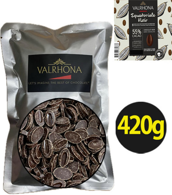 [프랑스산]발로나 다크 초콜릿 에콰토리얼 누아 카카오 55 커버처 코코아, 420g, 1개