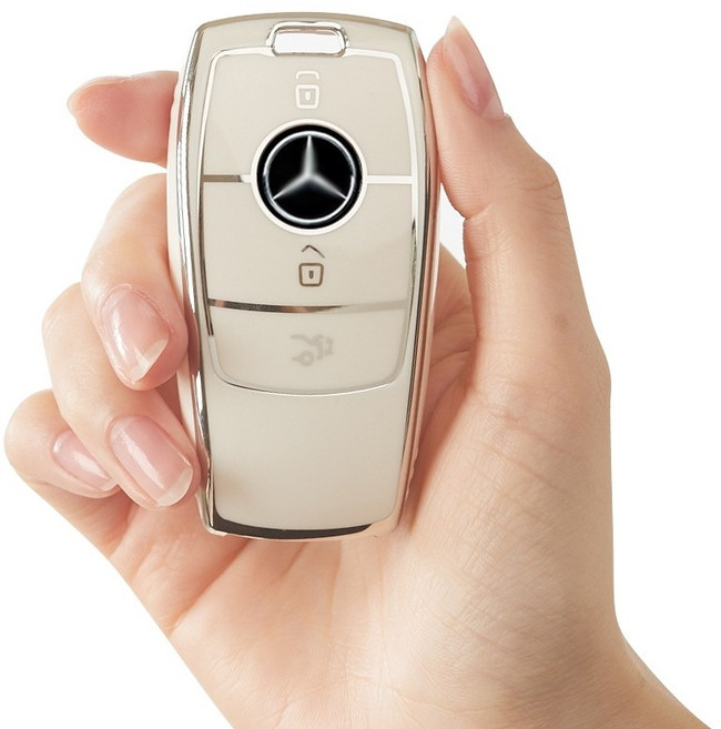 벤츠 키케이스 벤츠 차키케이스 자동차키케이스 벤츠 키홀더 벤츠 키커버 벤츠 호환 스마트키홀더 블루지브라, 벤츠-A타입, 가.실버엣지 / 화이트, 1번(본품)