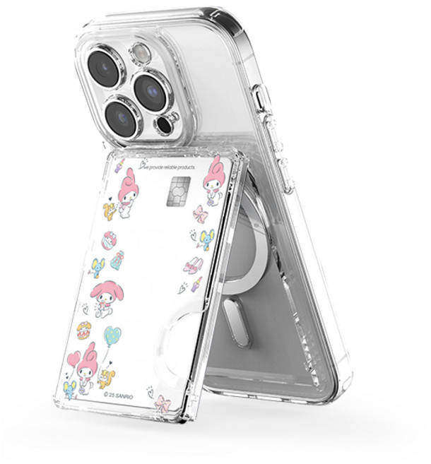 산리오 패턴 투명 마그네틱 멀티 스탠드 카드지갑(맥세이프 호환), 1개, 쇼핑_마이멜로디